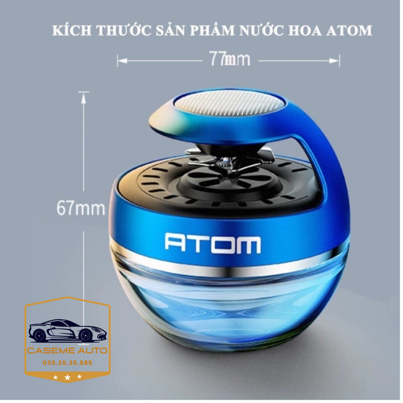 Nước Hoa Ô Tô Cánh Quạt Năng Lượng Mặt Trời ATOM – Khử Mùi, Chống Say Xe, Hương Thiên Nhiên - Hàng Nhập Khẩu