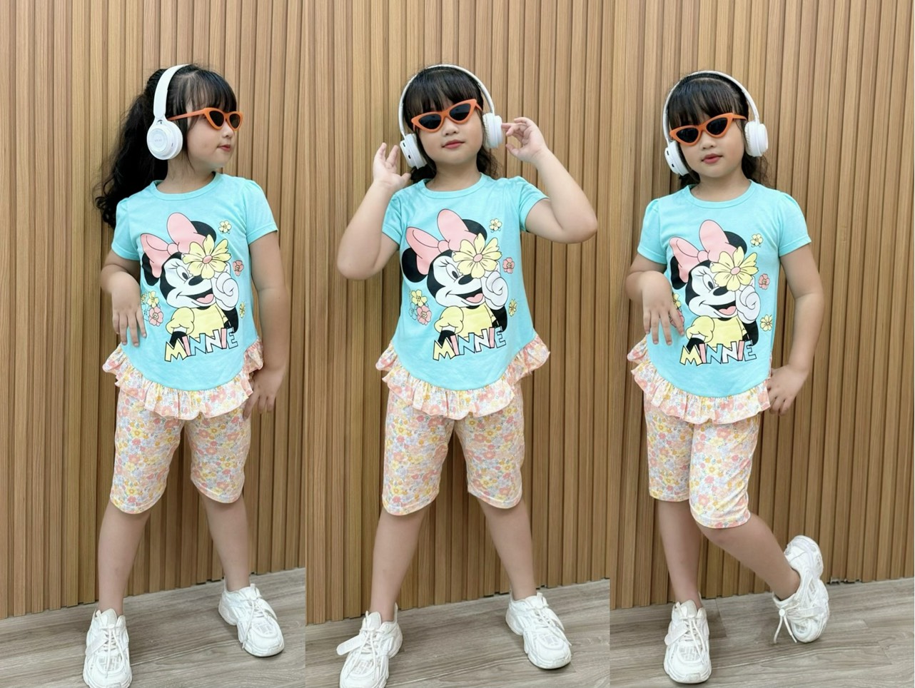 Đồ bộ bé gái, bộ cộc tay mùa hè cho bé gái đi học size 8-25kg chất cotton mềm mịn mát
