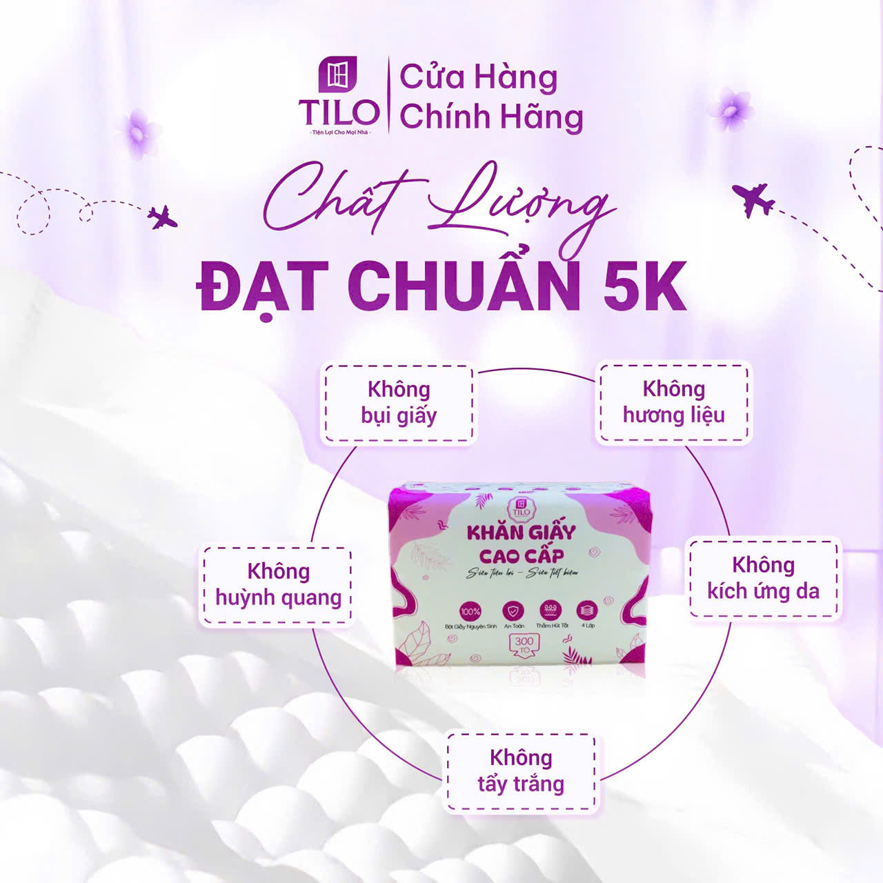 12 gói khăn giấy rút bàn TiLo 300 tờ 4 lớp dai mềm mịn, an toàn, tiết kiệm