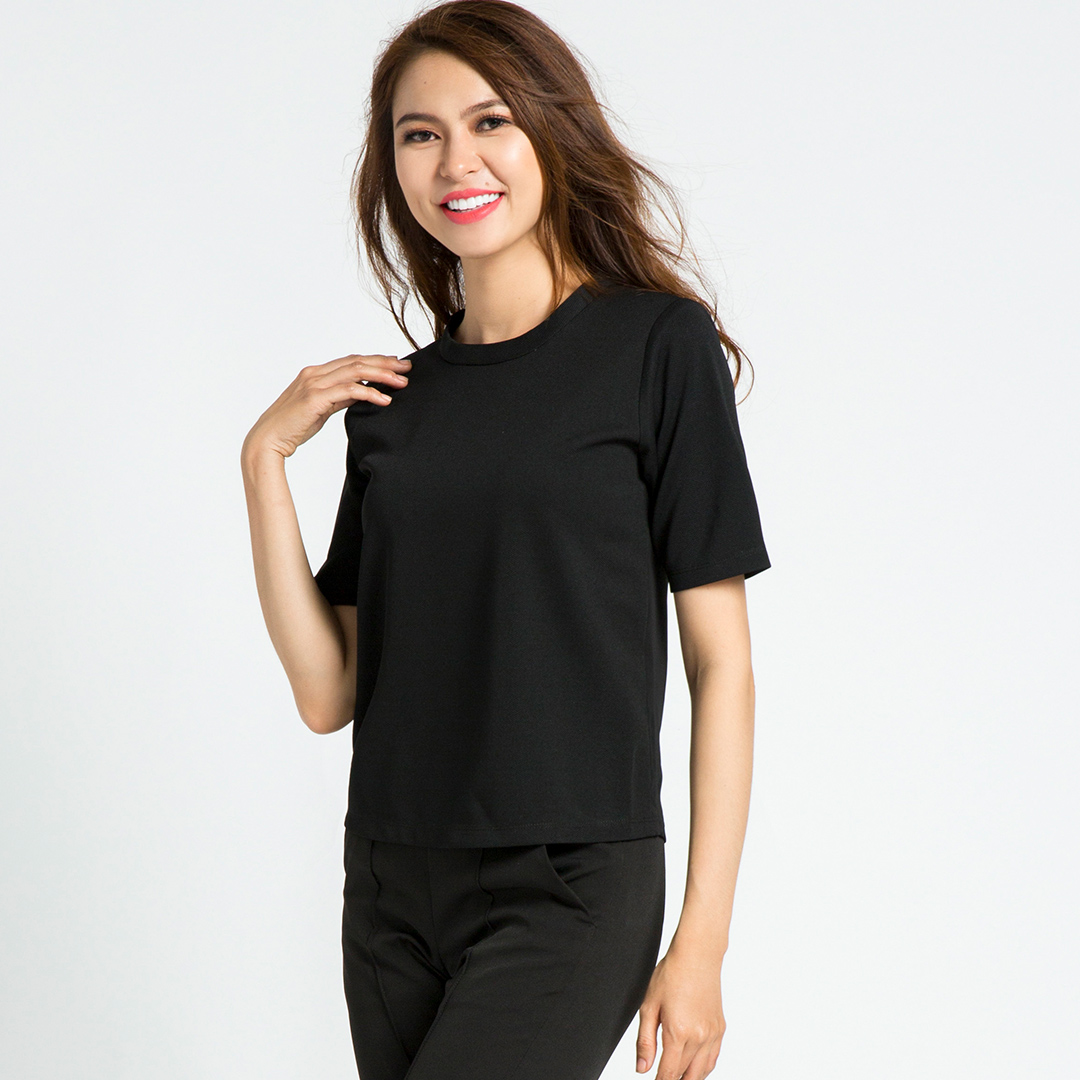 Hình ảnh Áo Tshirt Phối Voan Hity TOP071 (Đen Huyền Bí)