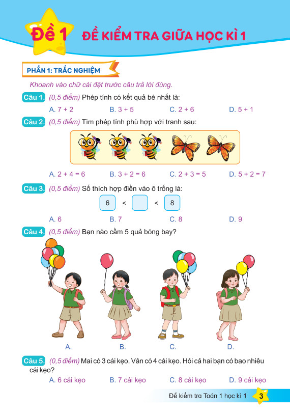 Sách - Đề Kiểm Tra Toán 1 - Biên soạn theo CT GDPT mới - Kết Nối - ndbooks
