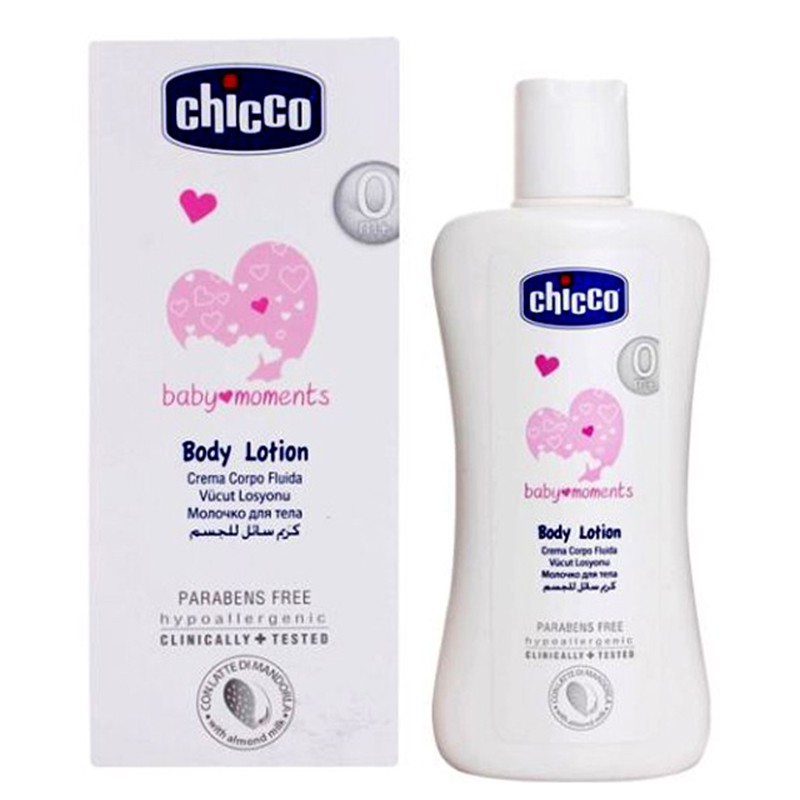 Sữa Dưỡng Thể Chiết Xuất Hạnh Nhân Chicco 0M+ 200ml, Ngăn Ngừa Khô Nẻ Da, Không Gây Rít Và Nhờn Da( Tặng 50 tờ khăn khô đa năng )