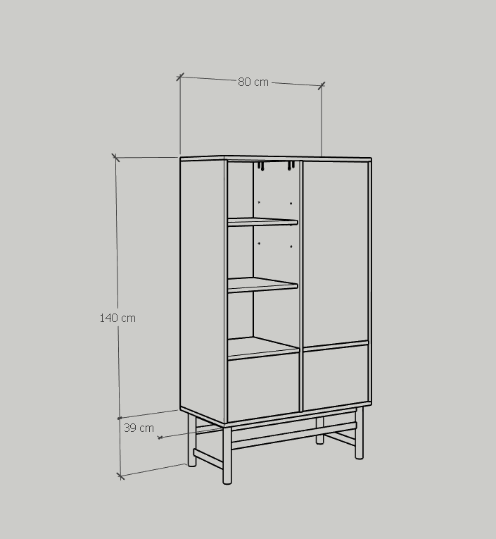 [Happy Home Furniture] CATY , Kệ sách 2 ngăn kéo 1 cửa mở - chân sắt ,  80cm x 39cm x 140cm (DxRxC), KSA_024