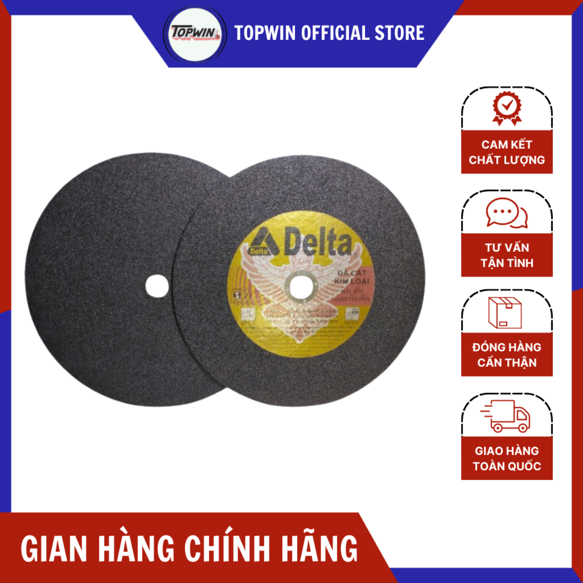 (10 Viên) Đá Cắt Kim Loại Delta 400x3x25.4mm Thiết Kế Lưỡi Đá Sắc Nét và Chống Mài Mòn | TOPWIN Official Store