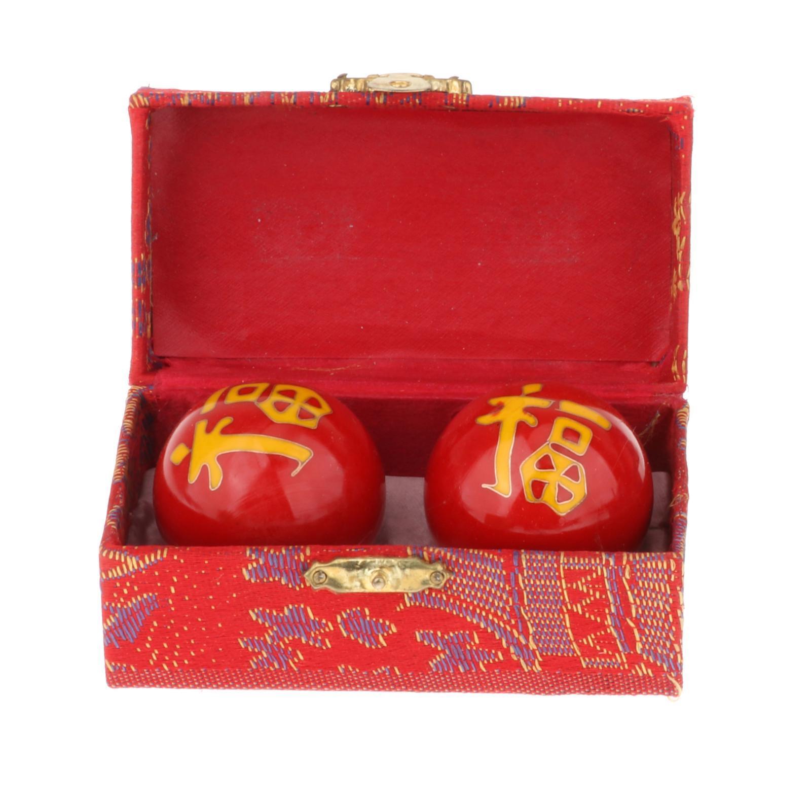 2 Pieces Massage Balls with Storage Box Baoding Balls for Middle Aged People