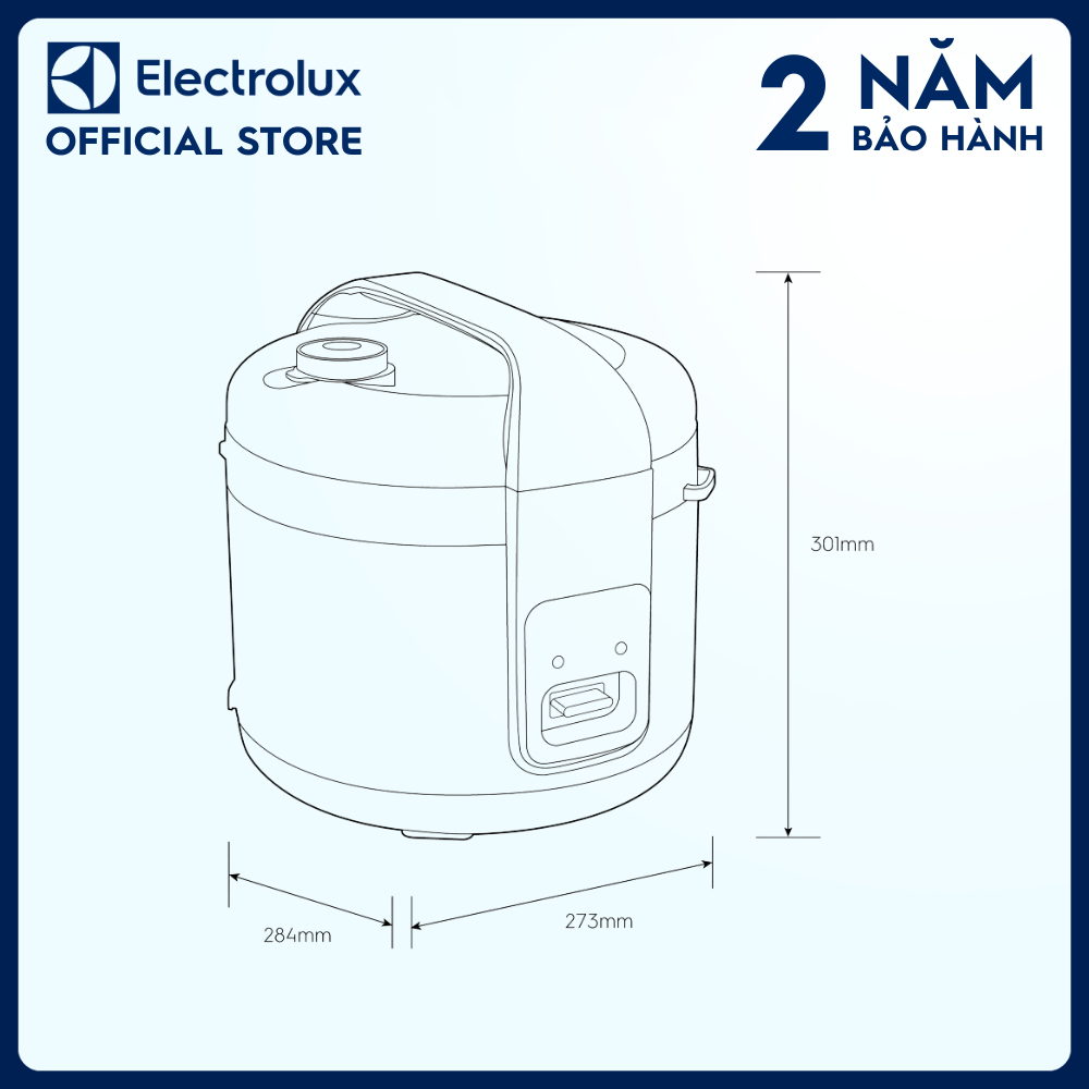 Nồi cơm điện Electrolux E4RC1-350B - Thiết kế đa năng, phù hợp cho gia đình đông người, dễ dàng vệ sinh [Hàng chính hãng]