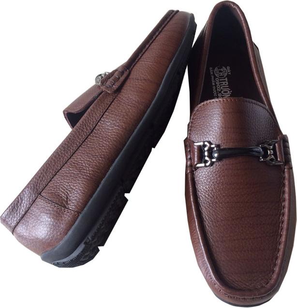 Giày mọi nam nâu da bò cao cấp đế cao su THM012