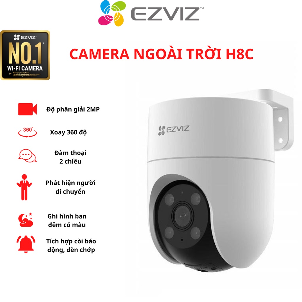 Camera ngoài trời Wifi EZVIZ H8C Full HD 1080P có màu ban đêm - Hàng chính hãng