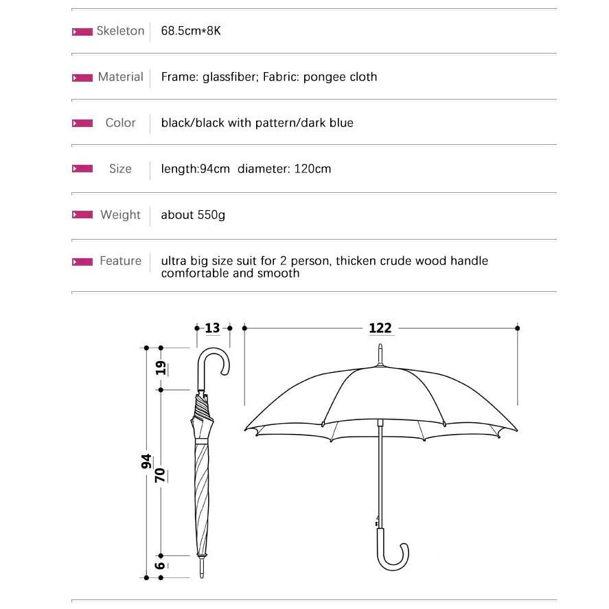 Ô dù cao cấp OLYCAT cán cong dài chống tia UV - Mẫu 122cm cán trơn