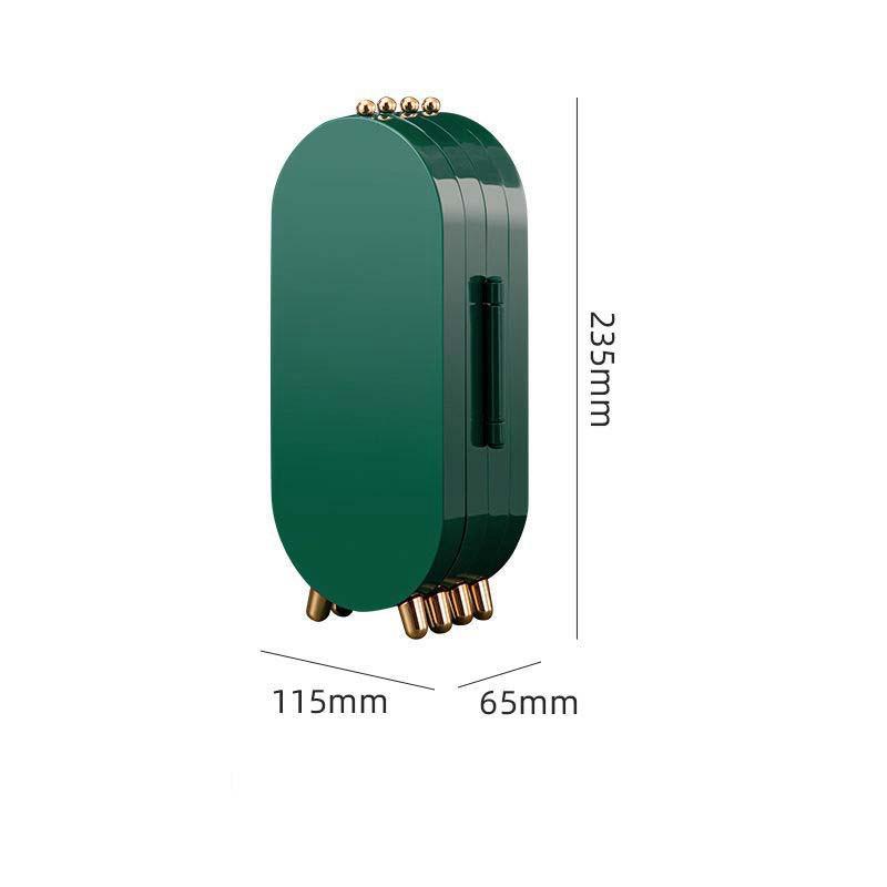 Hộp Đựng Kèm Gương Lưu Trữ Trang Sức Bông Tai, Vòng Tay Xanh Ngọc Bích Gấp Gọn Tiện Lợi Quà Tặng