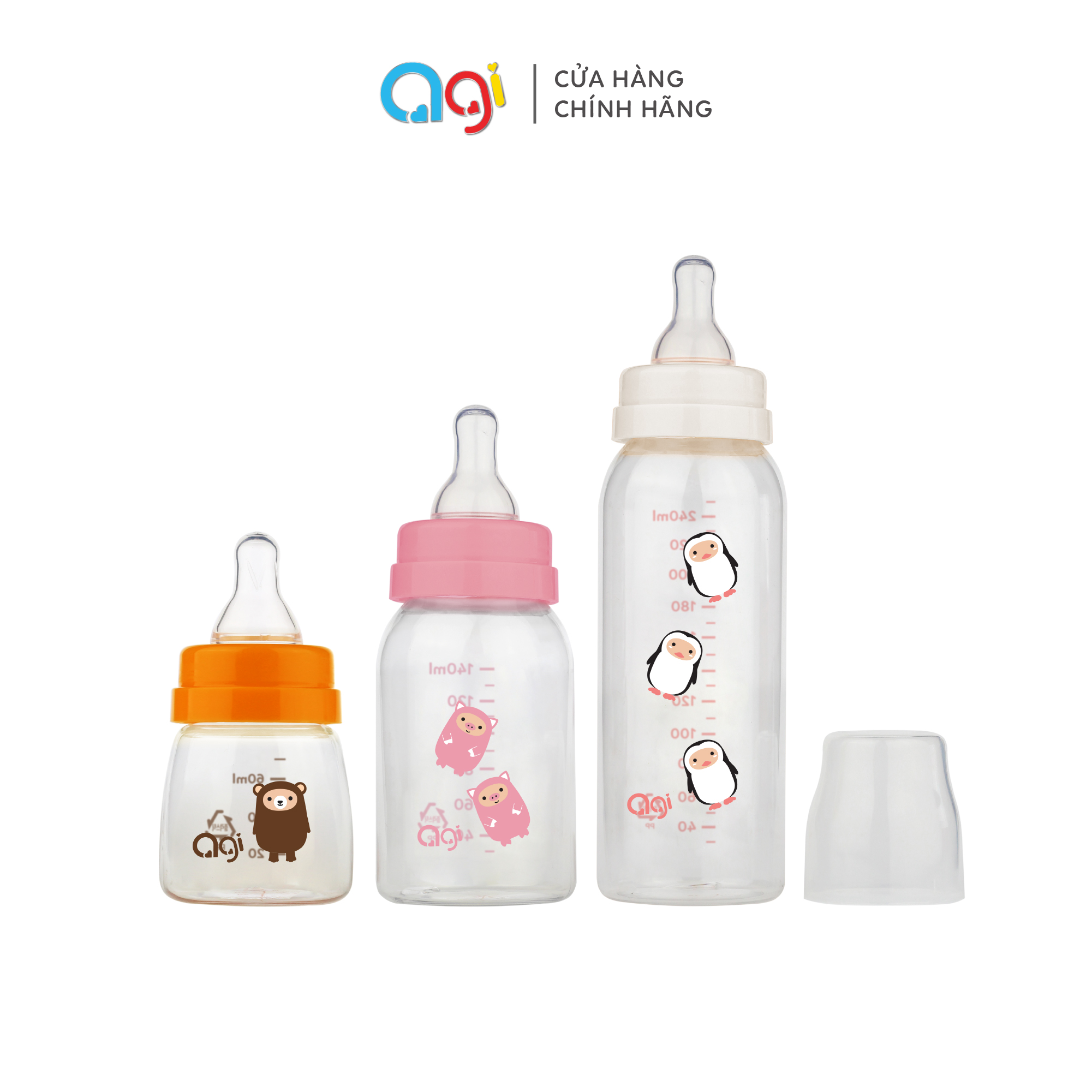 Combo 3 bình sữa PP Agi (60ml+140ml+250ml)