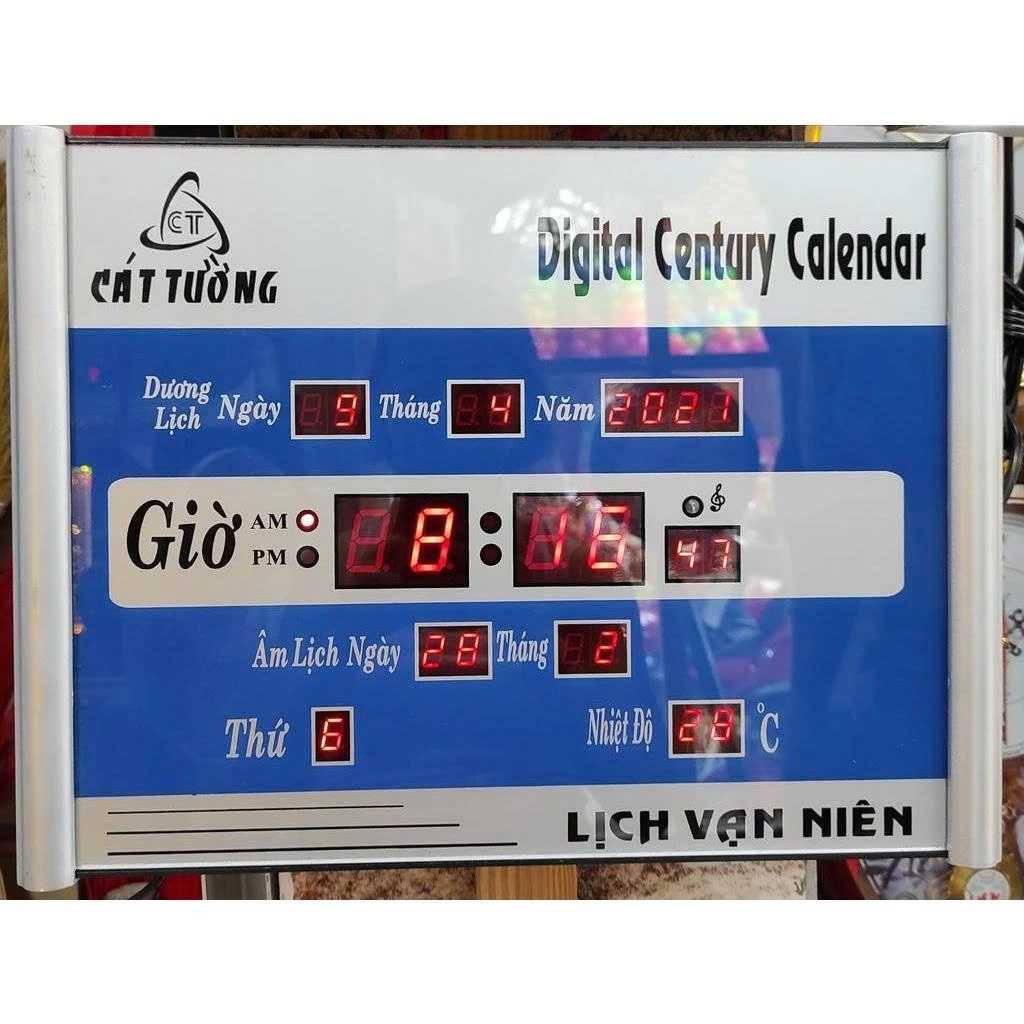 Đồng Hồ LED Treo Tường Kèm Lịch Vạn Niên Cát Tường – Loại Cao Cấp, Siêu Bền, Size Lớn 40x30cm
