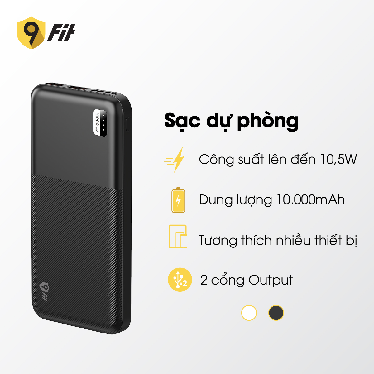 (QUÀ TẶNG) Sạc dự phòng 9Fit 10,000mAh /3.7V Li-Polymer - Hàng chính hãng