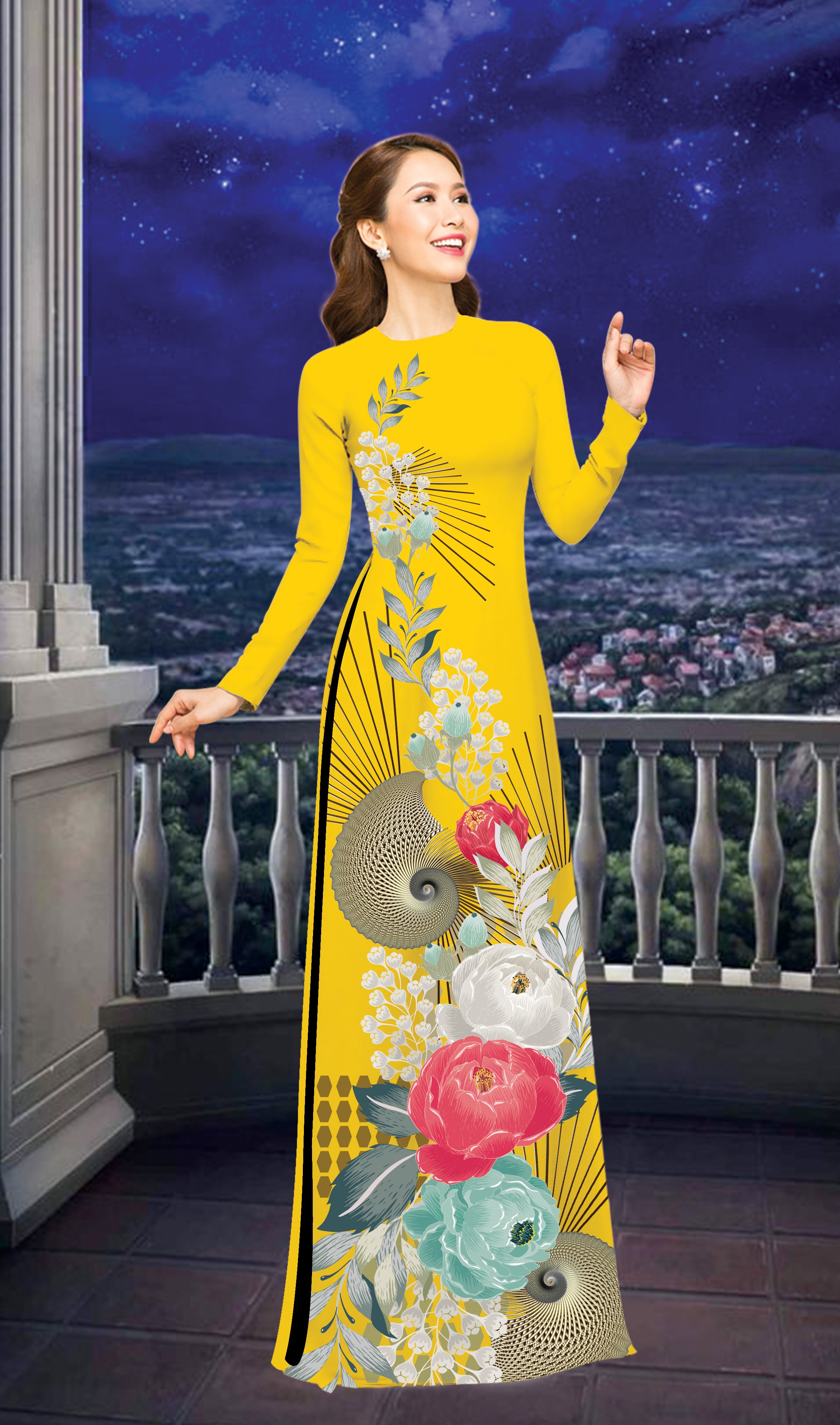 ÁO DÀI TRUYỀN THỐNG IN HOA MẪU ĐƠN CAO CẤP - KHÔNG KÈM QUẦN