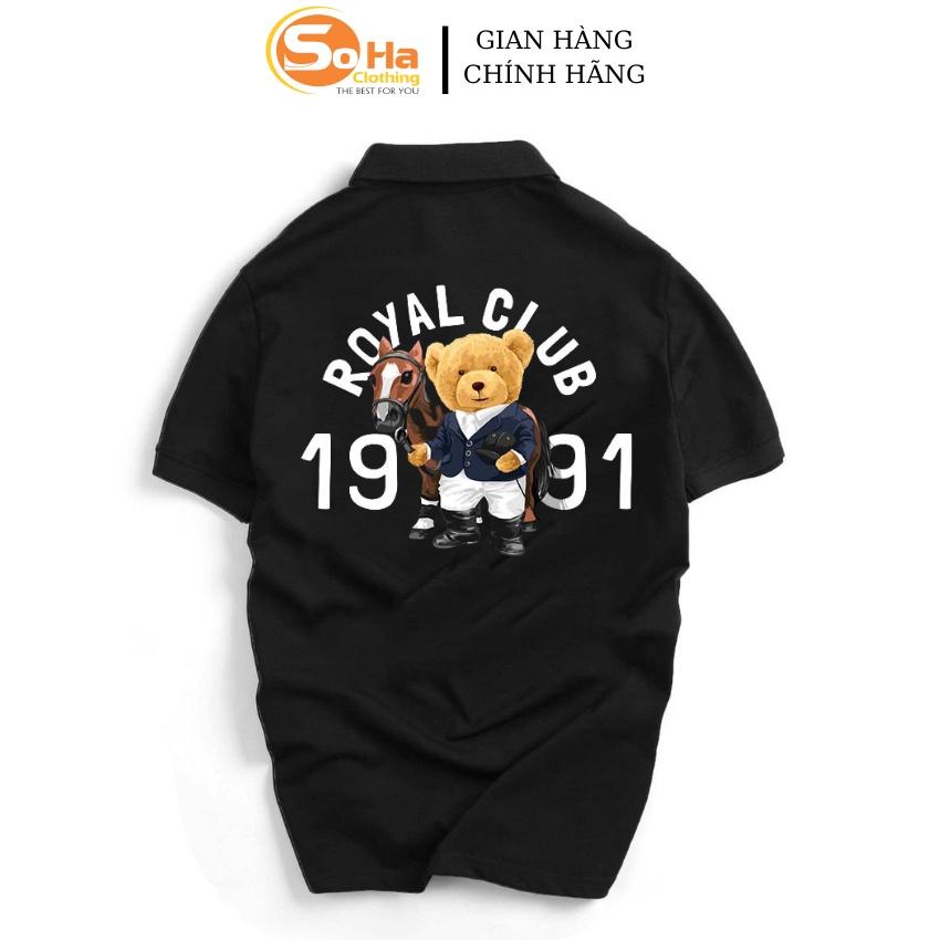 Áo POLO nam cổ bẻ ROYA CLUB BEAR vải cá sấu dệt kim xuất xịn,chuẩn form, sang trọng ,thanh lịch - SOHA CLOTHING