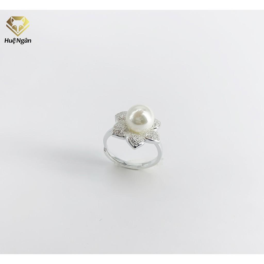 Nhẫn bạc Ý 925 Huệ Ngân - Hoa sen trắng RR1169