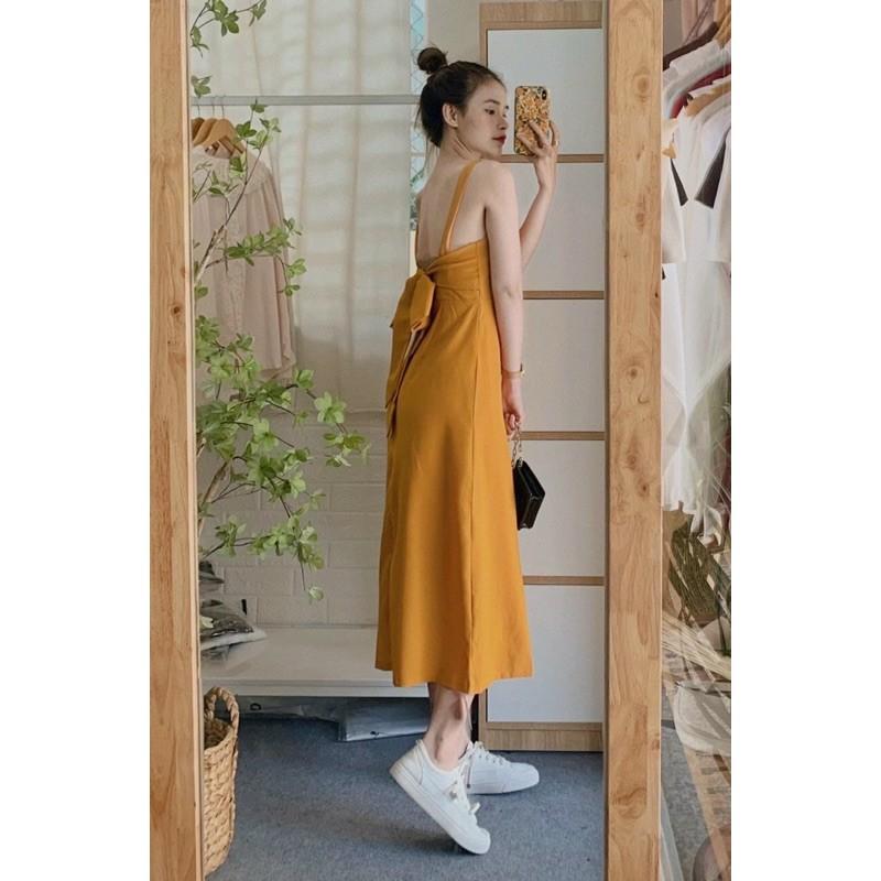 ĐẦM MAXI 2 DÂY VÀNG DU LỊCH SIÊU XINHFREESHIP-MẶC LÀ XINH ĐẦM MIDI DÀI CỘT NƠ LƯNG CHỤP ẢNH DU LỊCH 2021