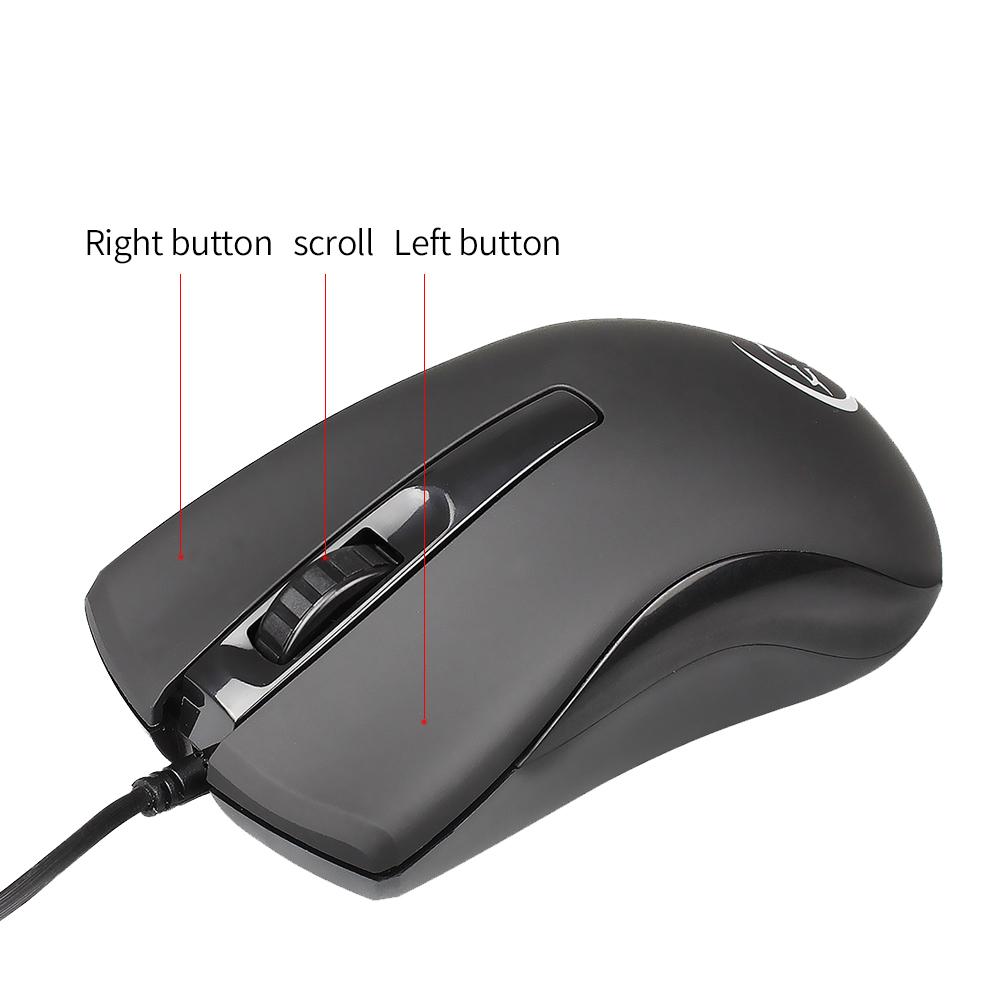 YWYT G831 Wired Optical Mouse 2400 DPI 3 Button Ergonomic Design Office Gaming Mouse