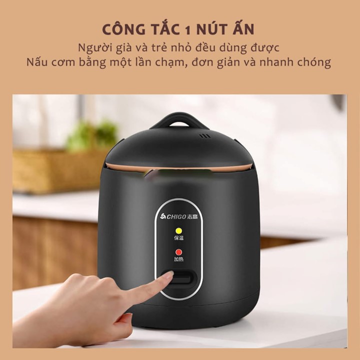 Nồi Cơm Điện, Nồi Cơm Điện Mini Đa Năng Chigo Dung Tích 1.2L Chống Dính Phù Hợp Cho 1-2 Người Ăn