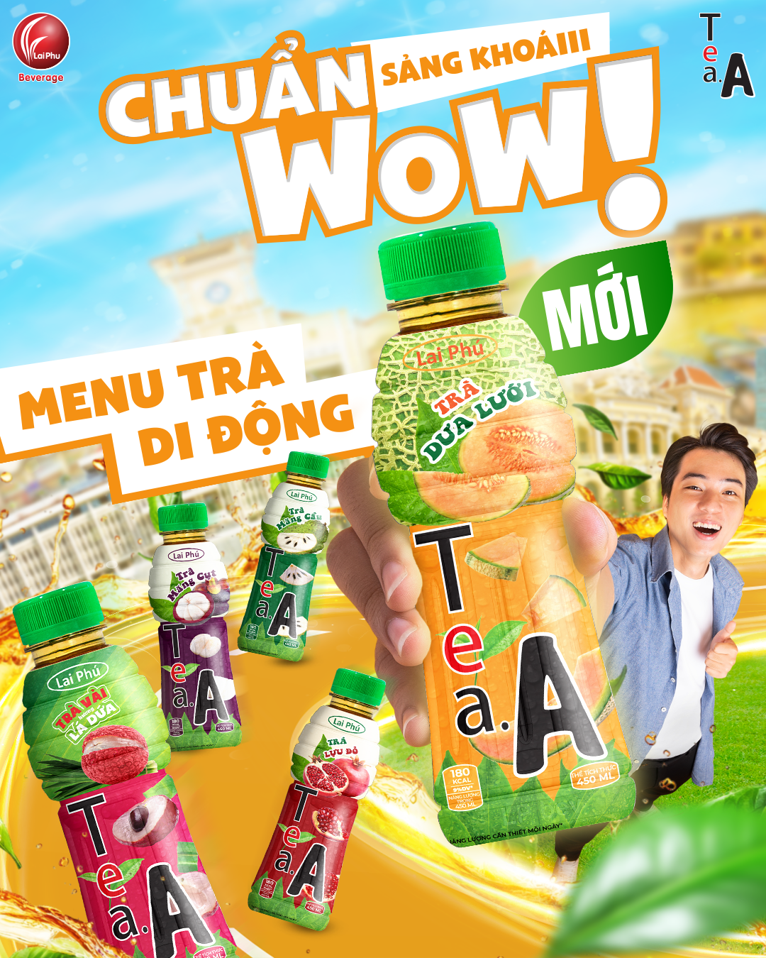 Trà Dưa Lưới Tea.A Chai 450ml - Thùng 24 Chai