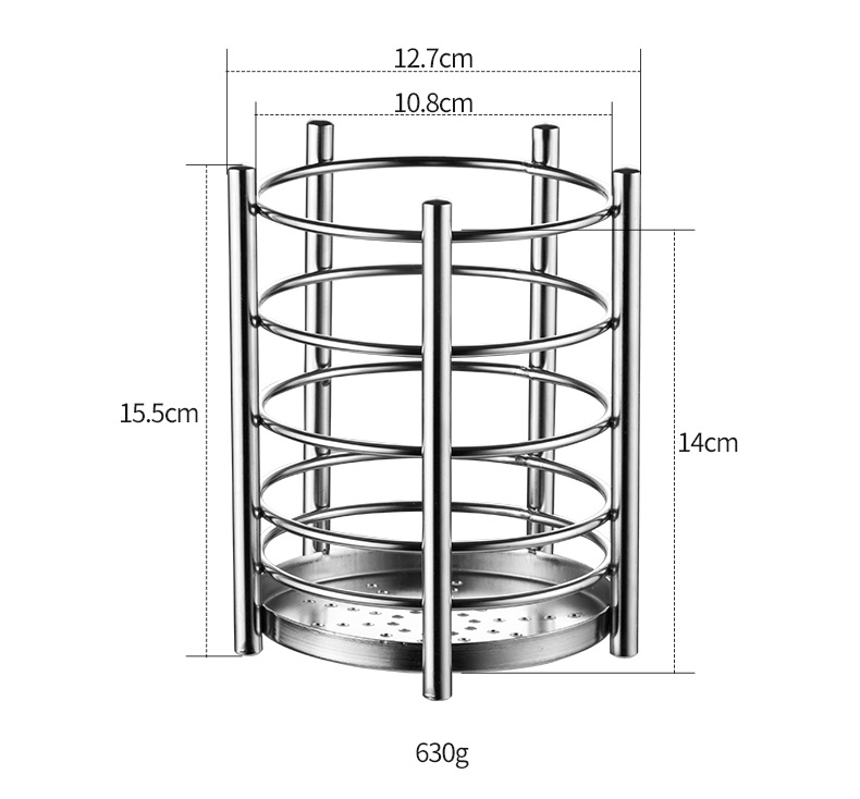 Ống đựng muỗng đũa inox 304 - 15.5x12.7cm