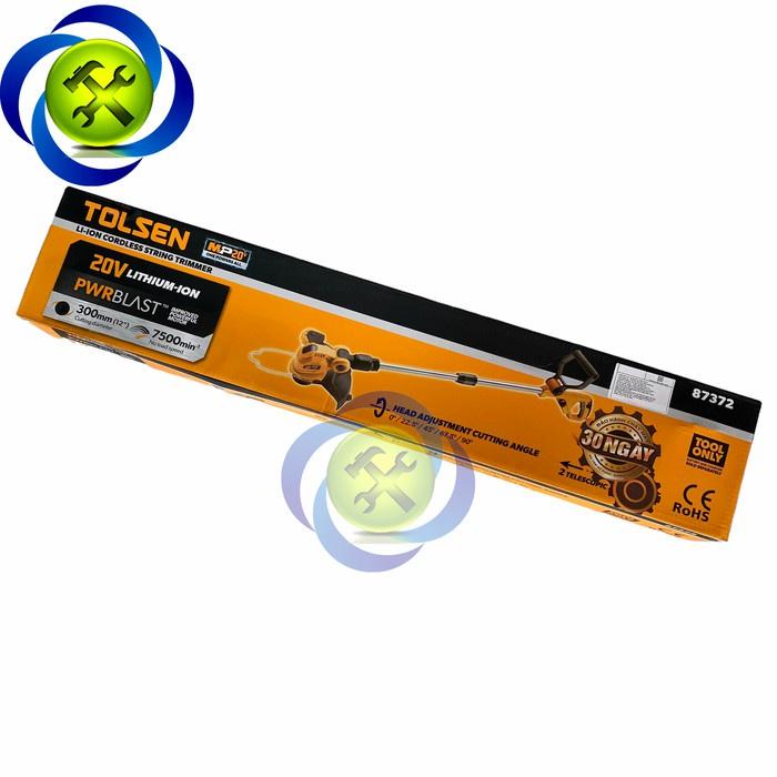 Thân máy cắt cỏ dùng Pin 20V Tolsen 87372 sử dụng dây cước để cắt (không bao gồm Pin)