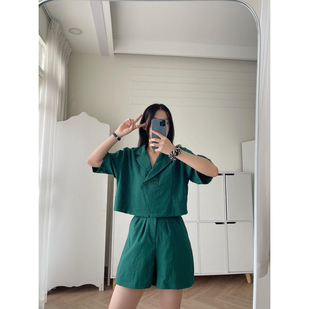 Set Đồ Bộ Nữ Form Rộng Chất Linen Siêu Mềm Set Đồ Áo Croptop Và Quần Short Nữ Sang Chảnh 2 Màu Trắng Đen GEBNI 8137