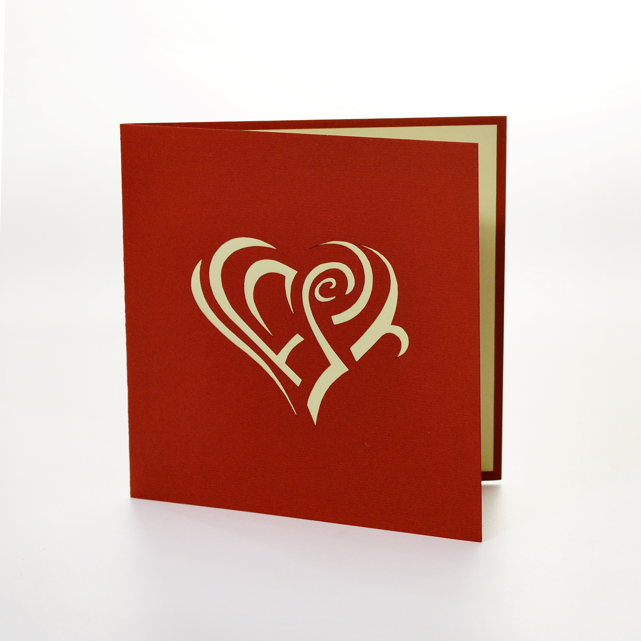 Thiệp nổi 3D Trái tim xoắn, pop-up card chủ đề thiệp dành cho tình yêu, Thiết kế độc đáo, Size 12x12 cm LO008