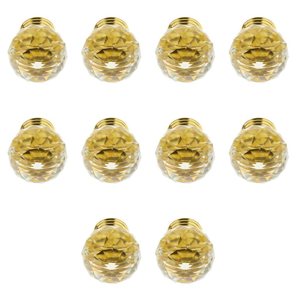 10pcs Glass Diamond Door Knob Drawer Dresser Pull Handle Cabinet Hardware