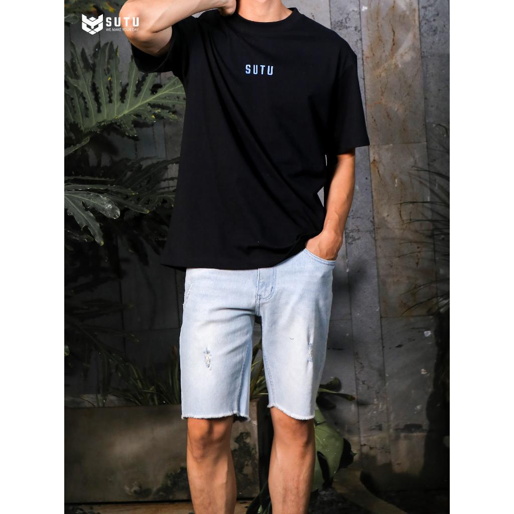 Quần Short Jeans Rách Nam SUTU BRAND Form Suông Vừa Vặn Chất Co Dãn Thoải Mái Không Ra Màu Khi Giặt Tẩy | Q0G - Đen