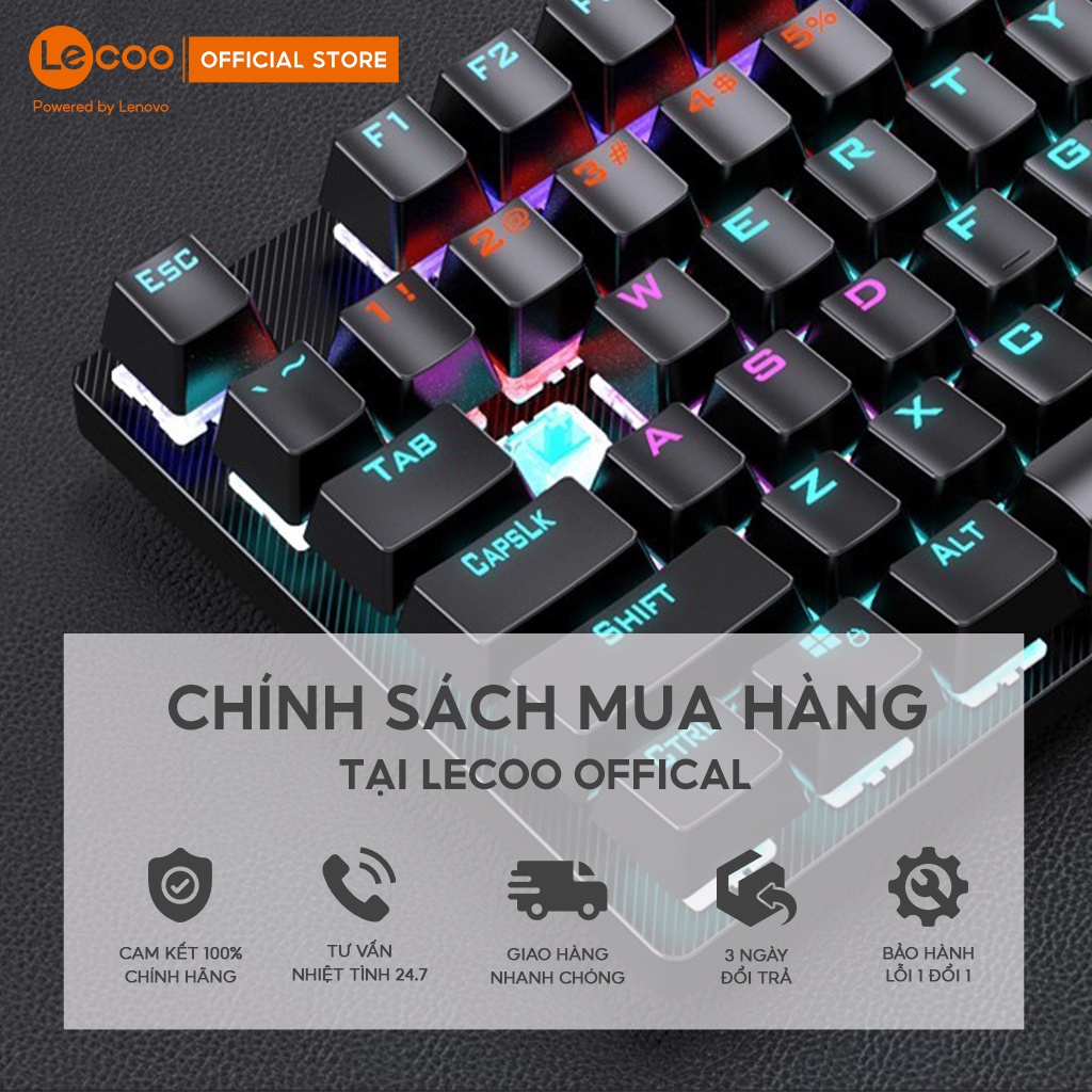 Bàn phím cơ gaming Lecoo KG1101, tích hợp đèn LED chiếu sáng - BH 24 tháng Hàng nhập khẩu