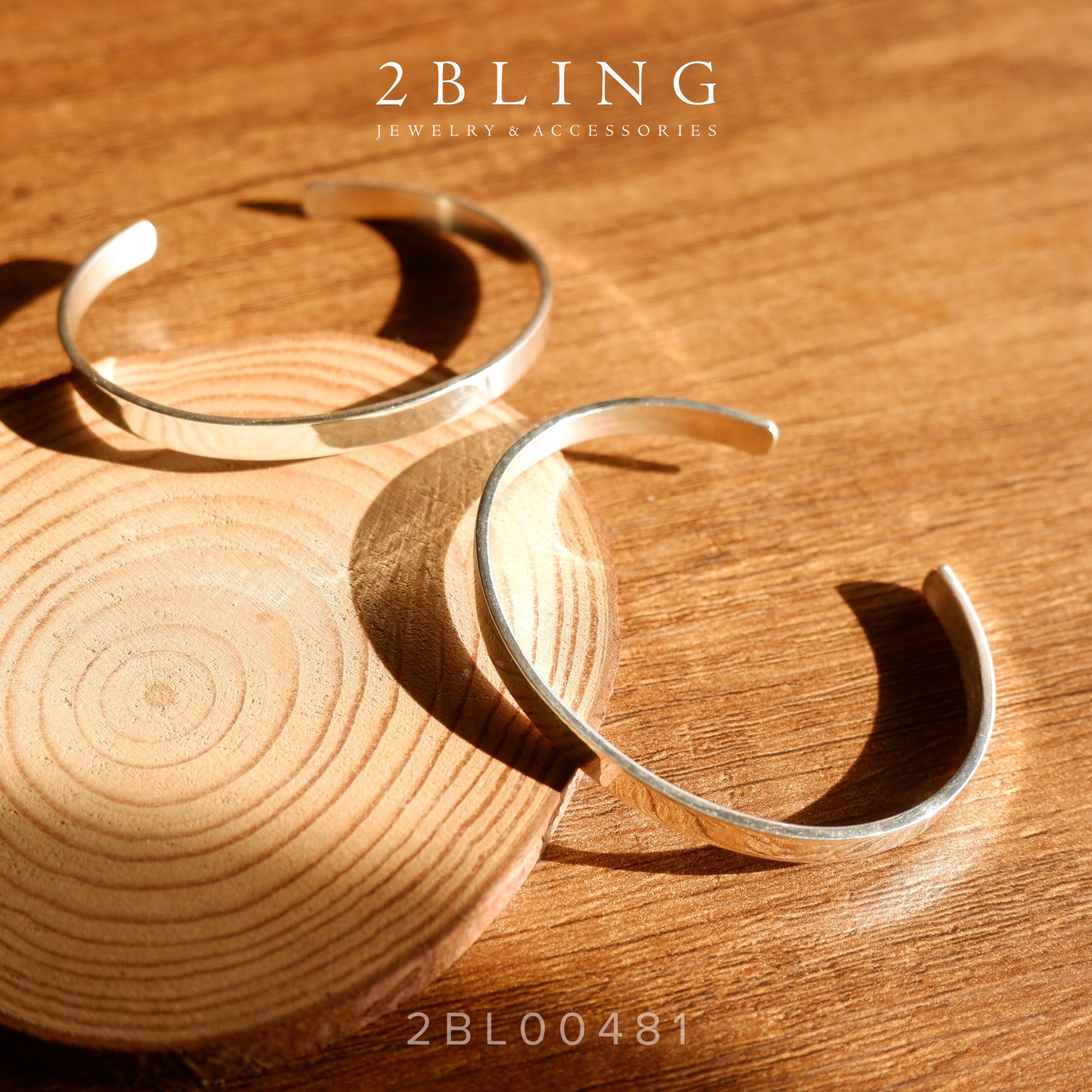 Vòng tay bạc 925 trơn 2Bling 2BL00481 phong cách thanh lịch dành cho nam và nữ