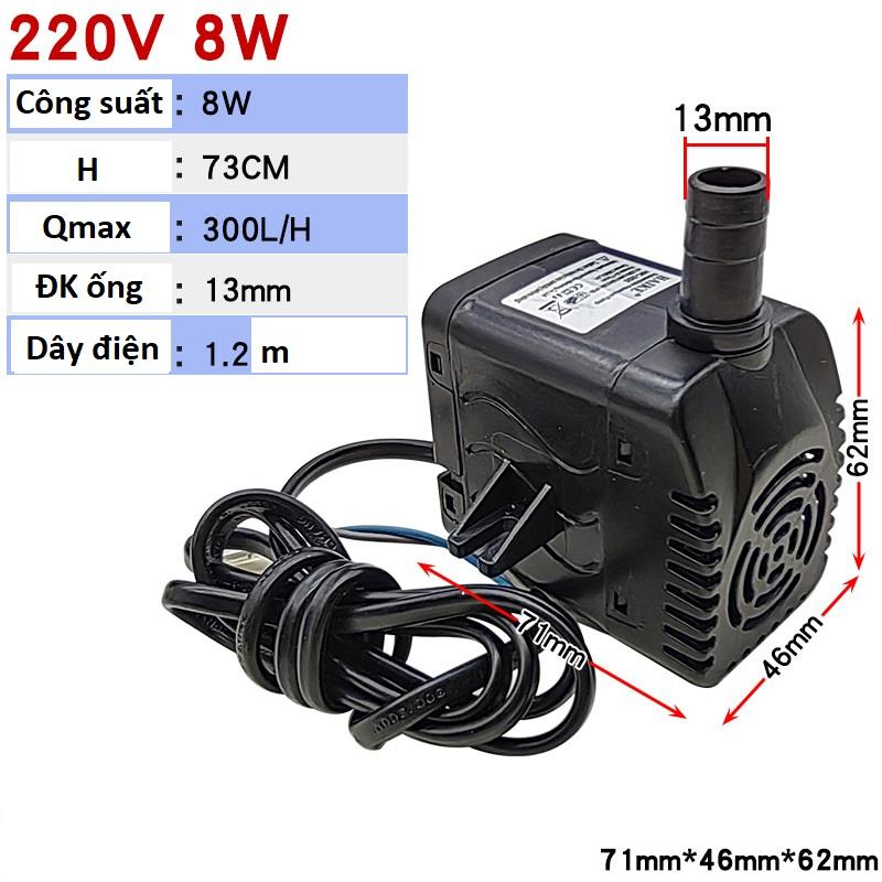 Bơm chìm mini 8W/18W, 220Vac có tai bắt vít, cho quạt điều hoà hơi nước, bể cá.. (màu sắc ngẫu nhiên) # phụ tùng quạt