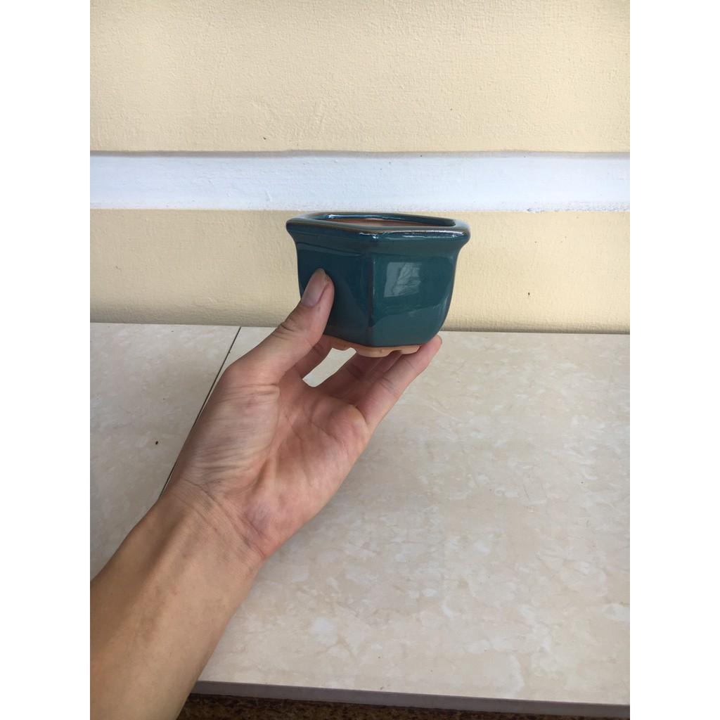 Chậu bonsai Lục giác mini men hỏa biến gốm Bát tràng 1 size BM-63