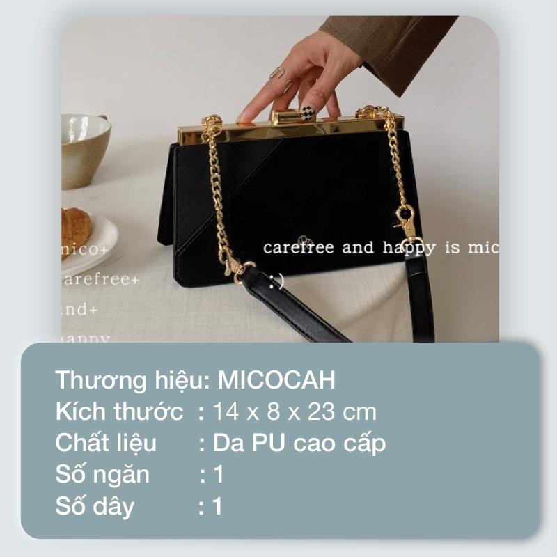 Túi đeo chéo nữ đeo vai kẹp nách chính hãng MICOCAH dáng công sở phối màu vintage da cao cấp MC119