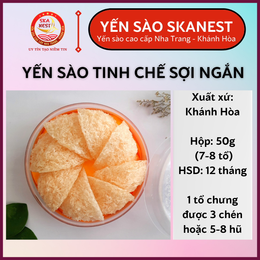 Yến sào tinh chế sạch sợi sơ mướp nguyên chất