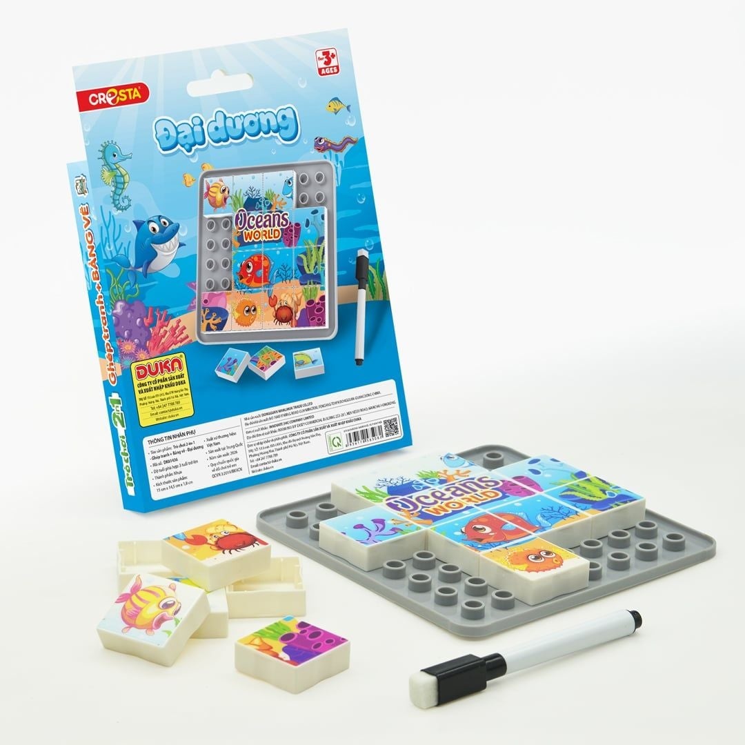 Đồ Chơi DUKA: Trò Chơi 2 In 1 - Ghép Tranh + Bảng Vẽ (5 Chủ Đề)