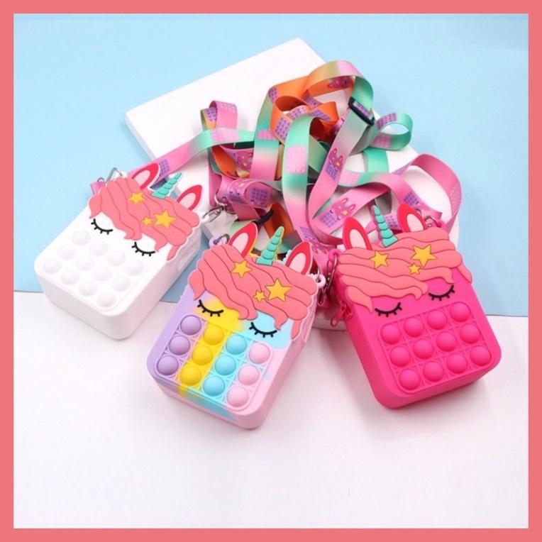 Túi POP IT Unicorn đeo chéo phiên bản giải toả căng thẳng MINI cho bé.