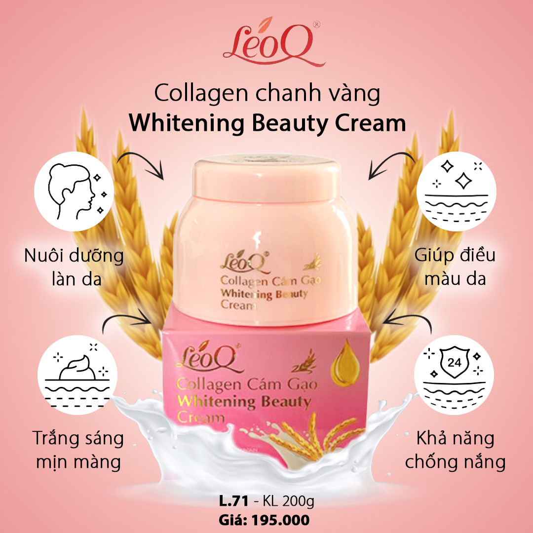 LEOQ COLLAGEN CÁM GẠO WHITENING BEAUTY CREAM 200G