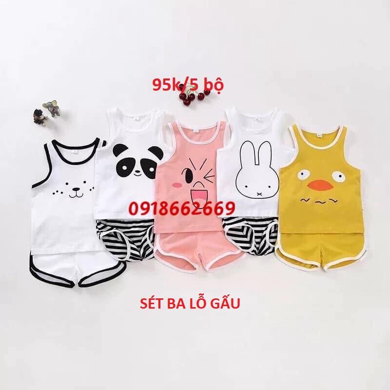 Combo 5 bộ ba lỗ bé trai bé gái szie 3-14kg
