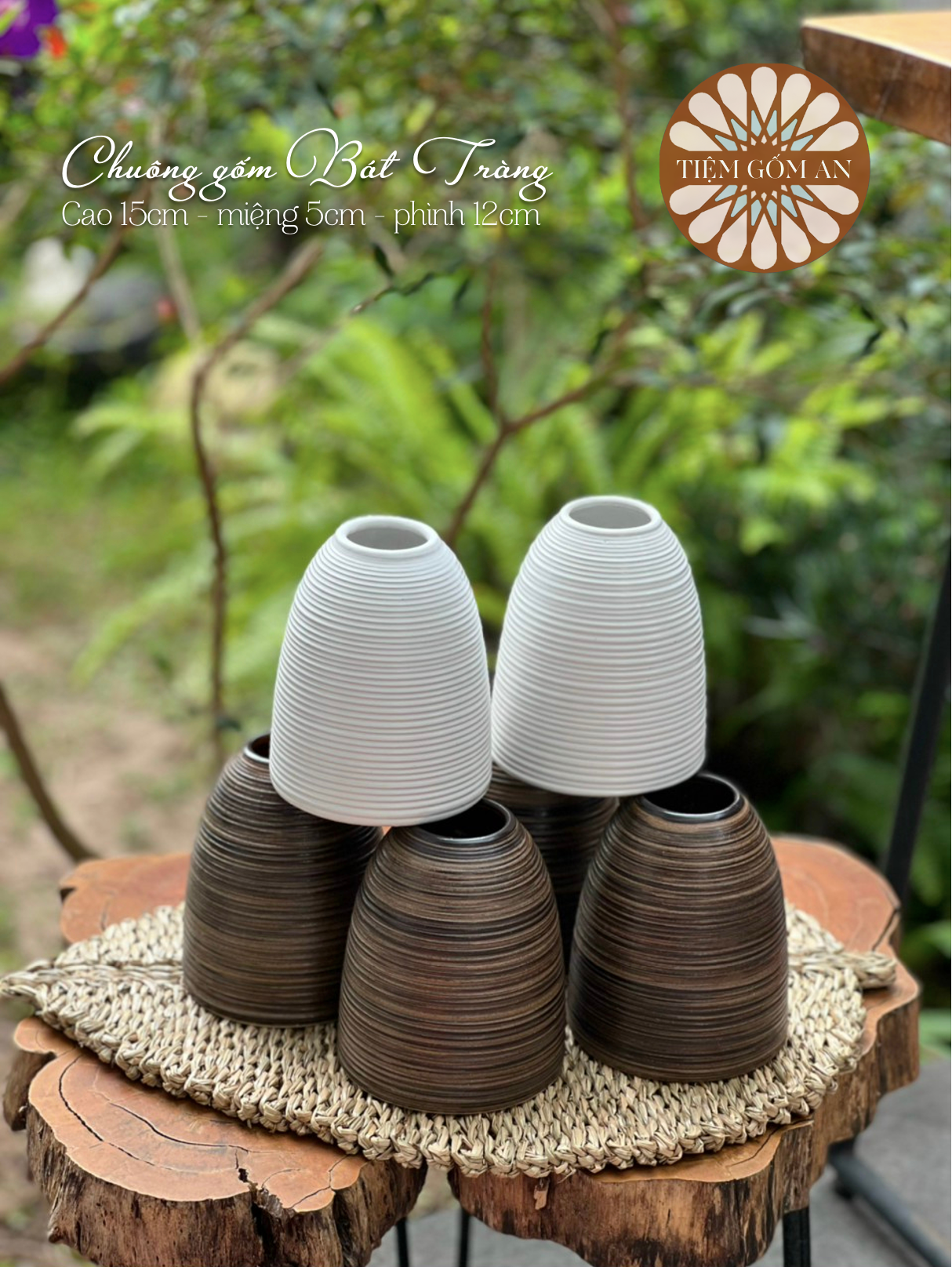 Bình cắm hoa Chuông gốm Bát Tràng mini