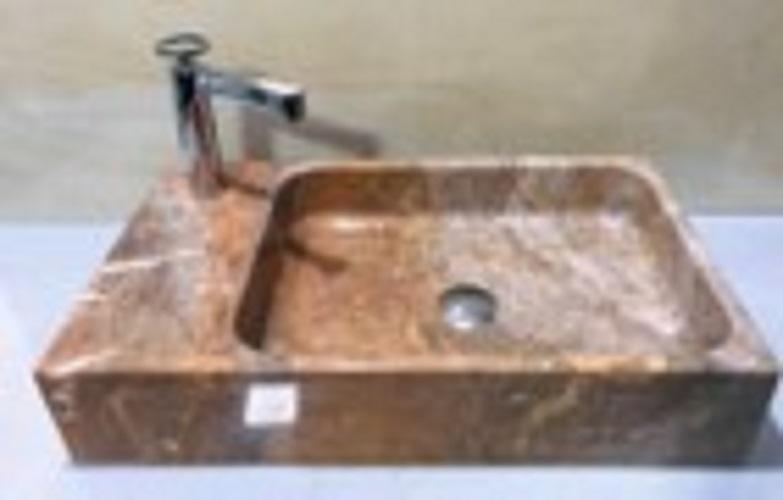 Lavabo Đá Tự Nhiên Leo Wild Leopard - Hồng Trắng Ngọc - Hình chữ nhật khoét lỗ xifon góc