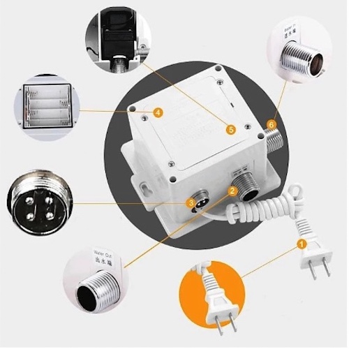 Vòi rửa tay cảm biến tự động xả nước 220v hoặc 4 pin AA automatic sensor