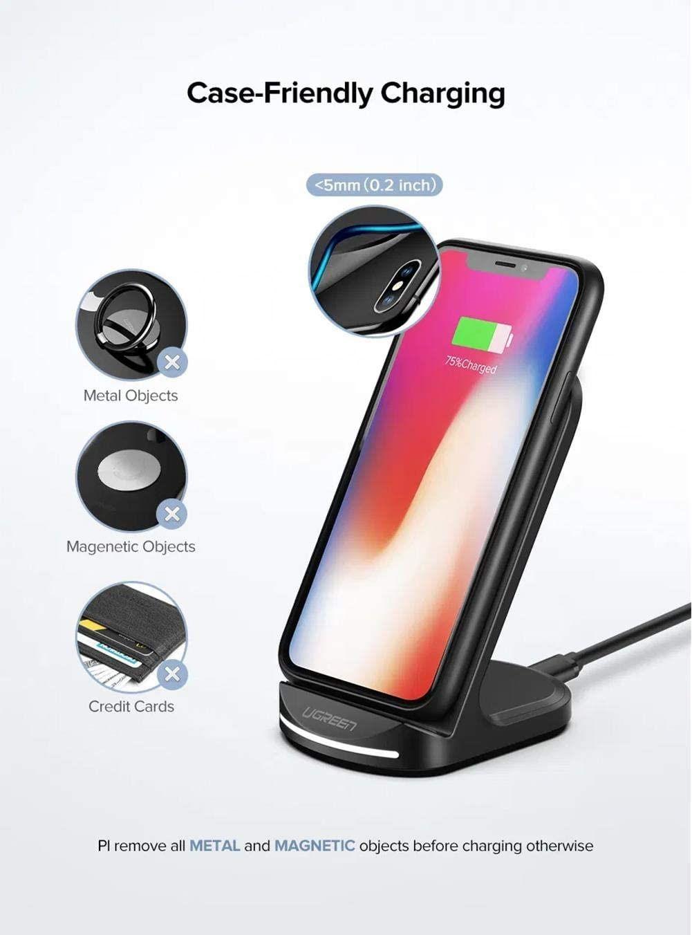 Ugreen UG60228ED025TK 10W Qi Dock Sạc nhanh không dây cho điện thoại màu đen - HÀNG CHÍNH HÃNG
