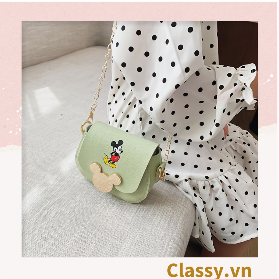 Túi xách đeo chéo da trơn khóa mickey siêu xinh, đủ màu T291