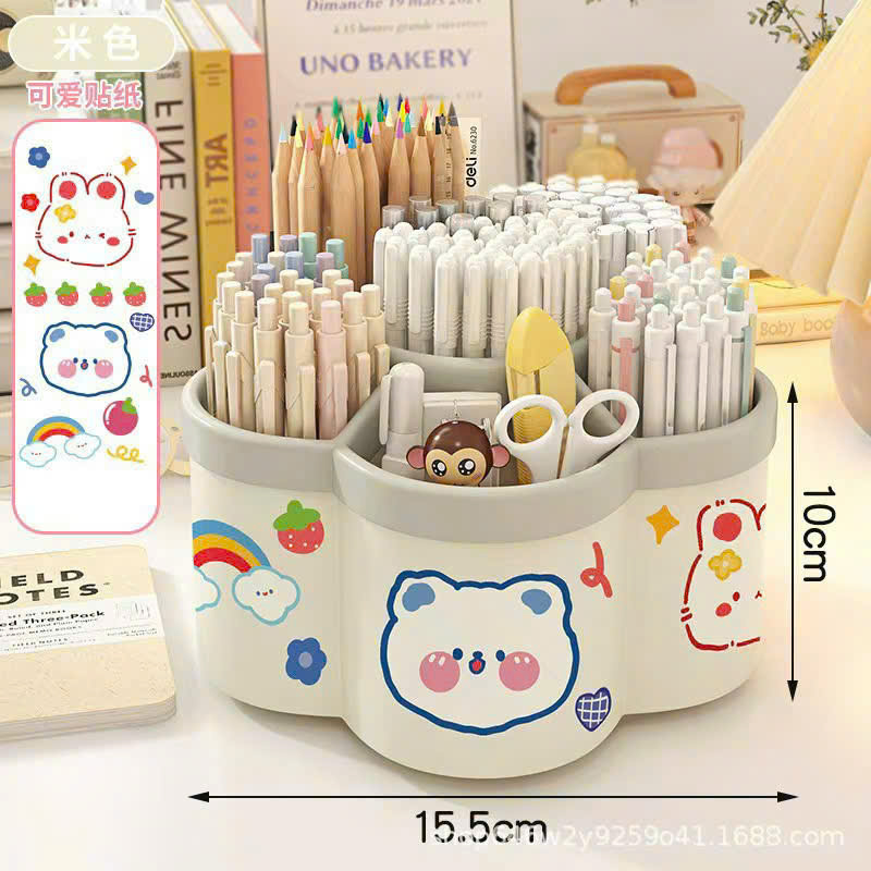 Hộp Đựng Bút Xoay 360 Thiết Kế Bông Hoa 6 Ngăn – Hộp Đựng Văn Phòng Phẩm Để Bàn - HÀNG CHÍNH HÃNG MINIIN