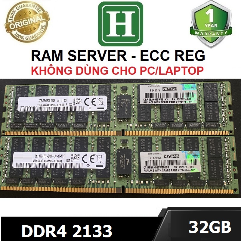 Ram Server ECC REG DDR4 32GB bus 2133 - không dùng cho máy PC thường/Laptop