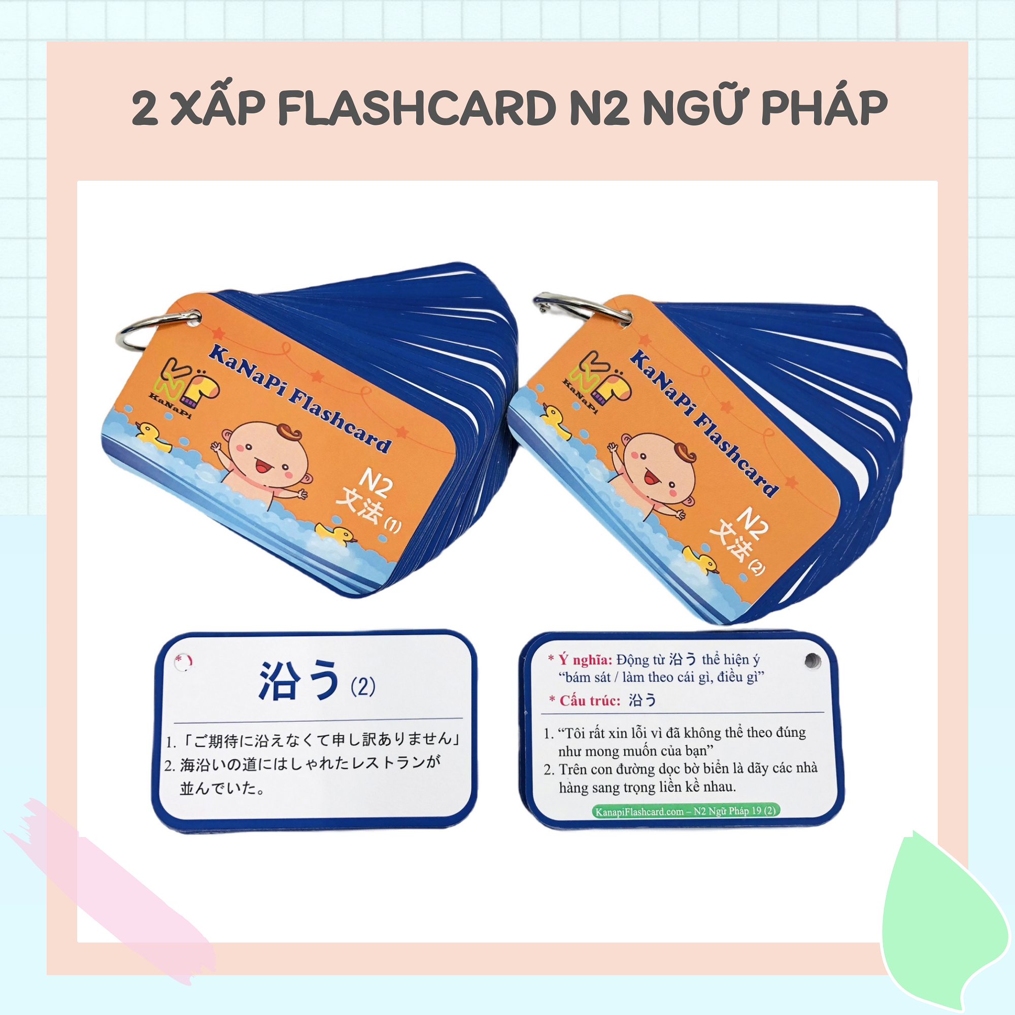 Flashcard N2 Ngữ Pháp (2 Xấp kèm khoen)