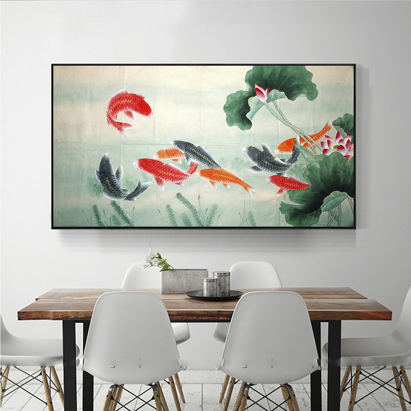 Tranh trang trí Cửu ngư quần hội DC132