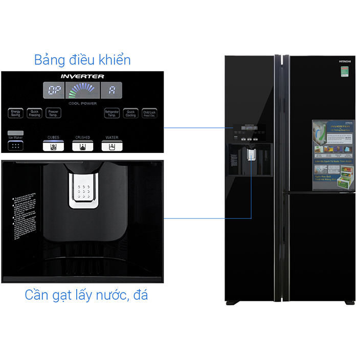 Tủ Lạnh Side By Side Inverter Hitachi R-FM800GPGV2-GBK (584L) - Hàng Chính Hãng